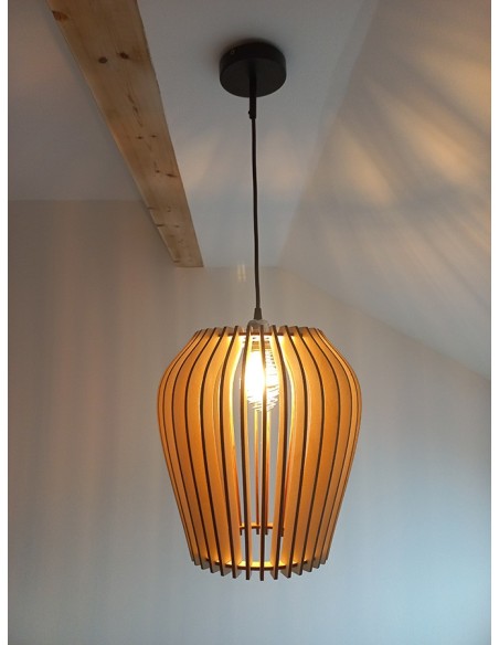 Suspension luminaire blindée en bois Baluka - Lames droites Geotellurique.fr - 4