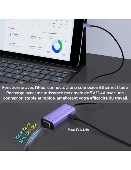 Kit réseau filaire ethernet Lightning pour iPhone, iPad, iPod Apple® Geotellurique.fr - 4