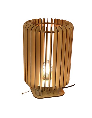 Lampe blindée en bois à poser grand format - Lames droites Geotellurique.fr - 1