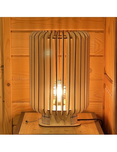 Lampe blindée en bois à poser grand format - Lames droites Geotellurique.fr - 5