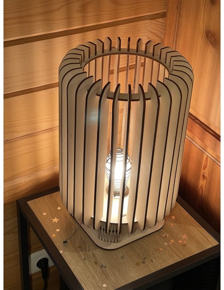 Lampe blindée en bois à poser grand format - Lames droites Geotellurique.fr - 7