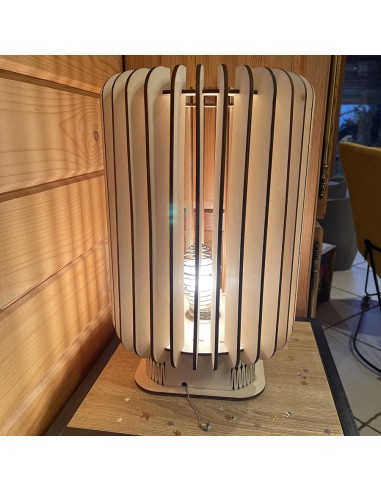 Lampe blindée en bois à poser grand format - Lames droites Geotellurique.fr - 9