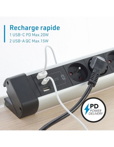 Multiprise blindée  3 Prises + 3 USB (1 USB-C + 2 USB-3.0) Geotellurique.fr - 2
