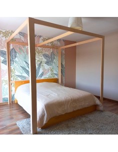 Structure de baldaquin en sapin pour lit 2 places Geotellurique.fr - 1 2