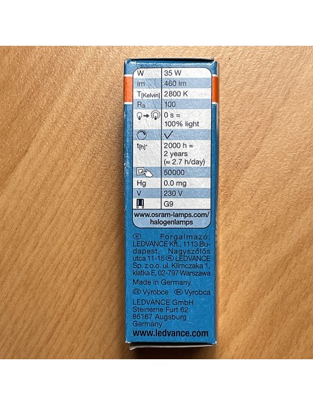 Ampoule G9 Halogène Osram 35W Equiv 40W, 460lm,  2700°K  - 6 Ampoule G9 Halogène Osram 35W Equiv 40W, 460lm,  2700°K  - 6