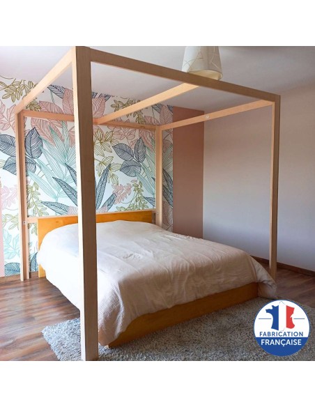 Structure de baldaquin en sapin pour lit 2 places Geotellurique.fr - 1
