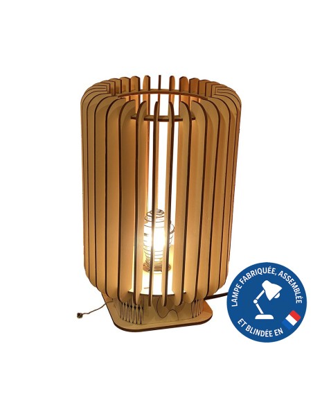 Lampe blindée en bois à poser grand format - Lames droites Geotellurique.fr - 1