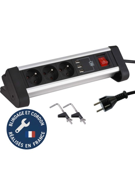 Multiprise blindée 3 prises + 3 ports USB-A 3.4A Geotellurique.fr - 1