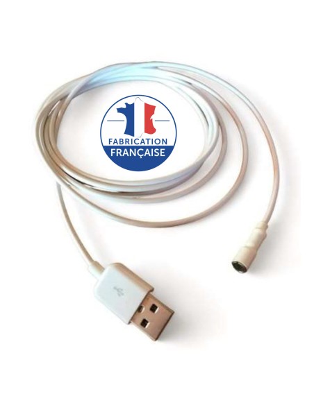 Câble USB-A blanc de mise à la terre à douille cylindrique Générique - 1
