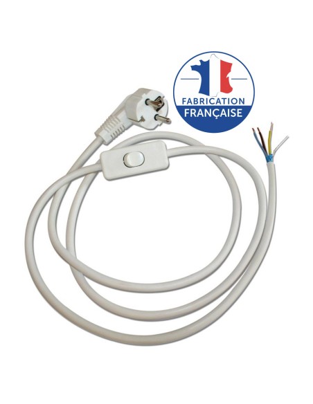 Cordon blindé avec interrupteur bipolaire, 1,40m Générique - 1
