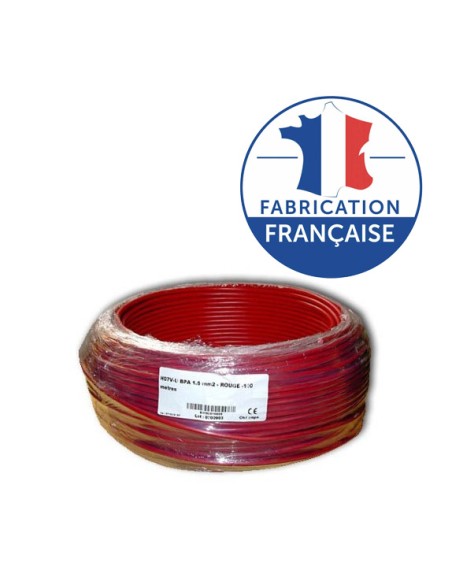 Fil blindé 1,5 mm² Rouge pour installation électrique biocompatible OMERIN - 1