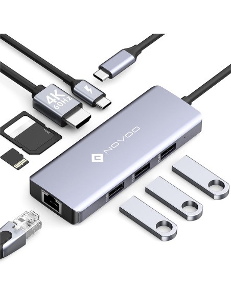 Hub USB-C 8 ports multifonctions RJ45 / ultra-portables & smartphones Geotellurique.fr - 4
