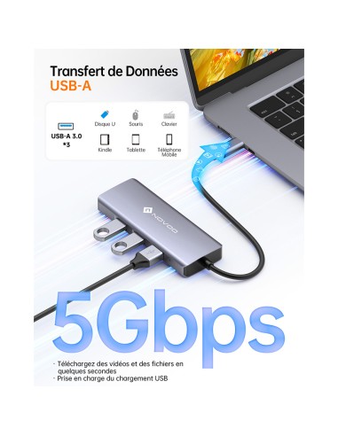 Hub USB-C 8 ports multifonctions RJ45 / ultra-portables & smartphones Geotellurique.fr - 5