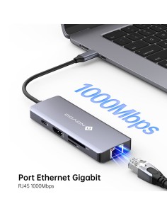 Hub USB-C 8 ports multifonctions RJ45 / ultra-portables & smartphones Geotellurique.fr - 1 2
