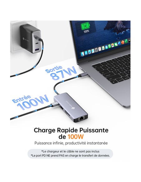 Hub USB-C 8 ports multifonctions RJ45 / ultra-portables & smartphones Geotellurique.fr - 7