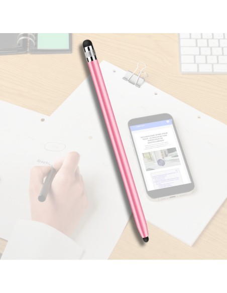 Stylet tactile passif rose - sans ondes - embout caoutchouc - 1