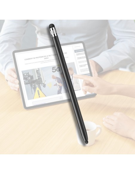 Stylet tactile passif noir - sans ondes - embout caoutchouc - 1