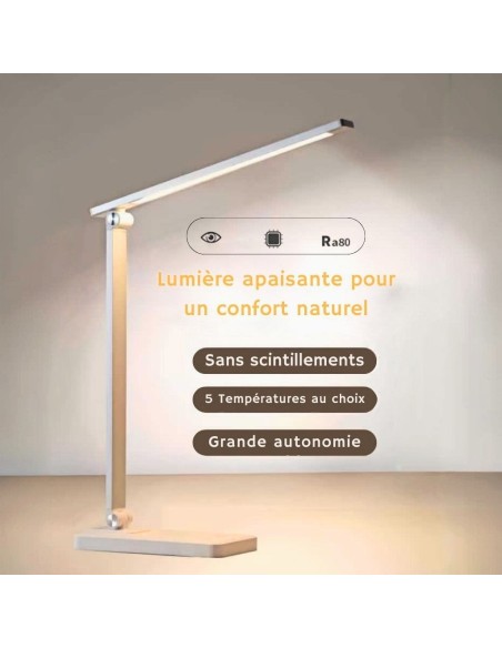 Lampe de bureau LED sans ondes rechargeable (4500 mAh) USB