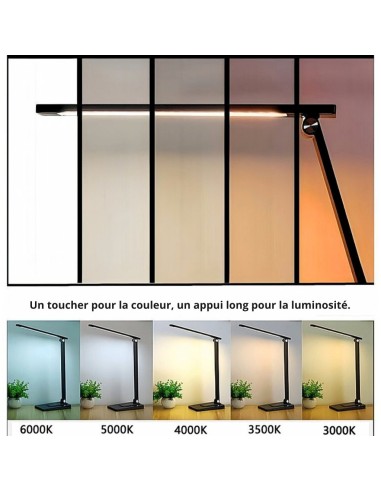 Lampe de bureau LED sans ondes rechargeable (4500 mAh) USB