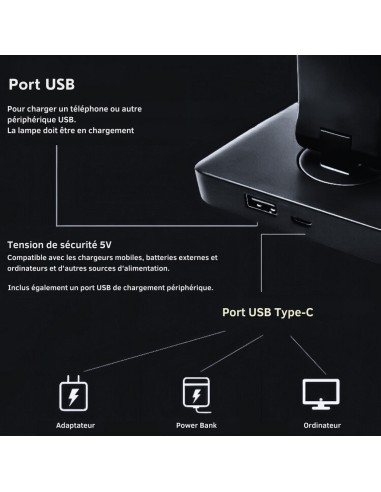 Lampe de bureau LED sans ondes rechargeable (4500 mAh) USB