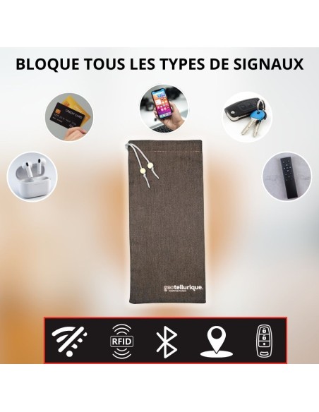 Pochette faraday en tissu pour smartphones et objets connectés - 5 coloris Générique - 12