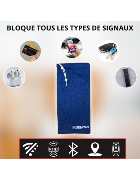Pochette faraday en tissu pour smartphones et objets connectés - 5 coloris Générique - 15