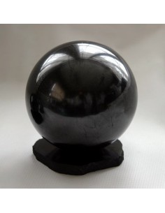Sphère de shungite diamètre 10 cm + support, pour une grande pièce ou une zone très polluée