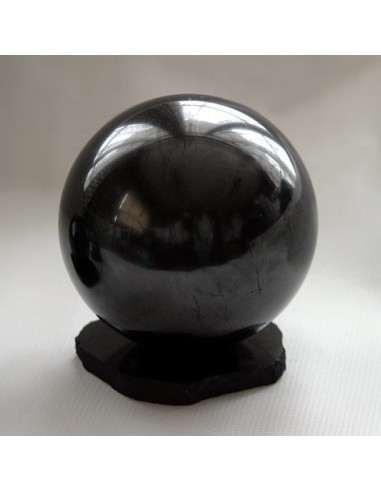 Sphère de shungite diamètre 10 cm + support, pour une grande pièce ou une zone très polluée
