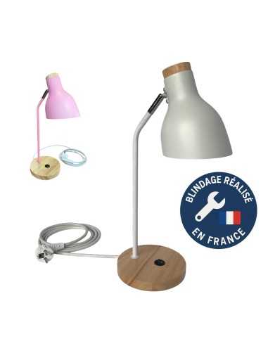 Lampe de chevet blindée Bianca (blanche ou rose) Lampeblindée.fr - 1
