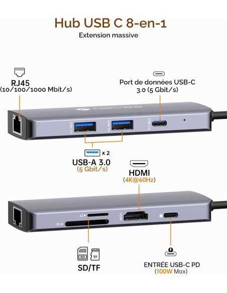 copy of Hub USB-C 8 ports multifonctions RJ45 / ultra-portables & smartphones Geotellurique.fr - 5