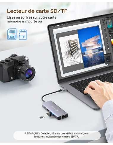 copy of Hub USB-C 8 ports multifonctions RJ45 / ultra-portables & smartphones Geotellurique.fr - 12