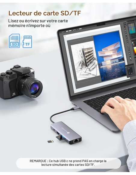 copy of Hub USB-C 8 ports multifonctions RJ45 / ultra-portables & smartphones Geotellurique.fr - 12