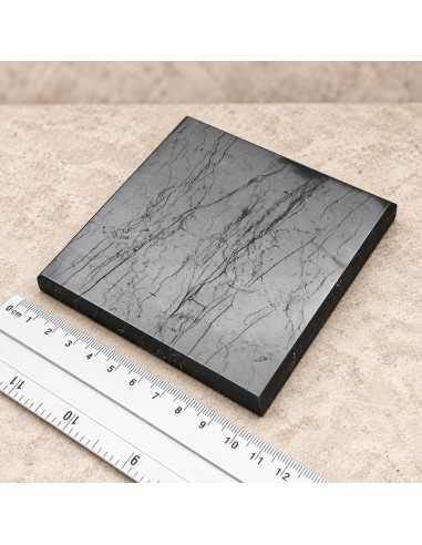 Carreau en shungite polie 10 × 10 × 1 cm