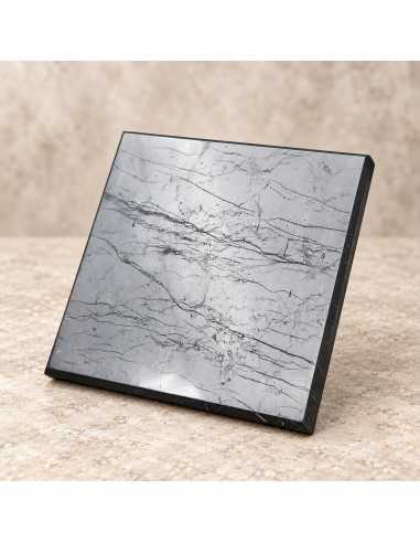 Carreau en shungite polie 10 × 10 × 1 cm