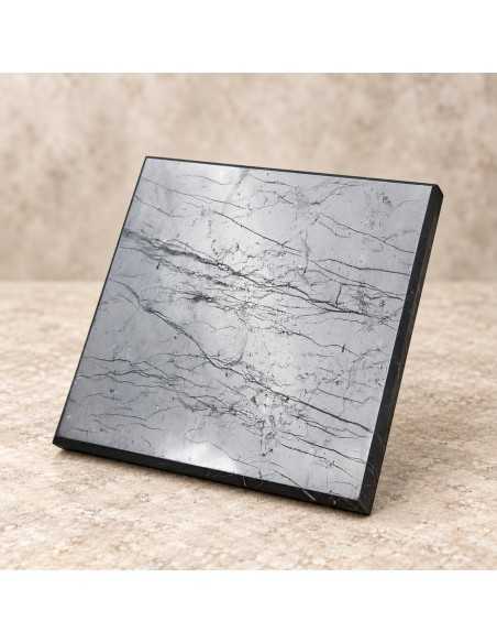 Carreau en shungite polie 10 × 10 × 1 cm