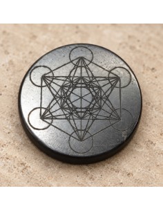 Plaque de shungite polie gravée "Metatron" 30 mm
