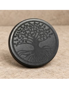 Plaque de shungite polie gravée "Arbre de vie" 30 mm