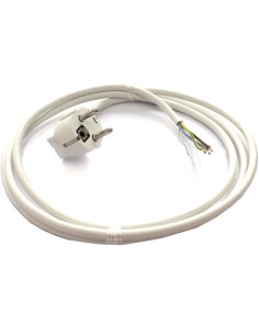 Câble blanc blindé avec prise 4 mètres ouvert à un bout 0.75 mm² (Danell)