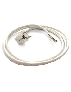 Câble blanc blindé avec prise 2 mètres ouvert à un bout 0.75 mm² (Danell)