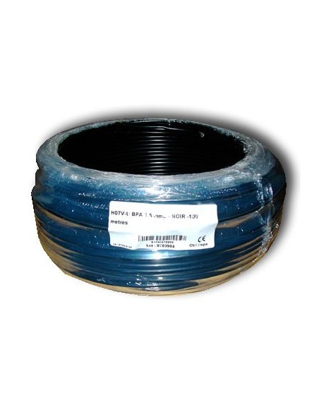 Fil blindé 1,5 mm² Noir pour installation électrique biocompatible