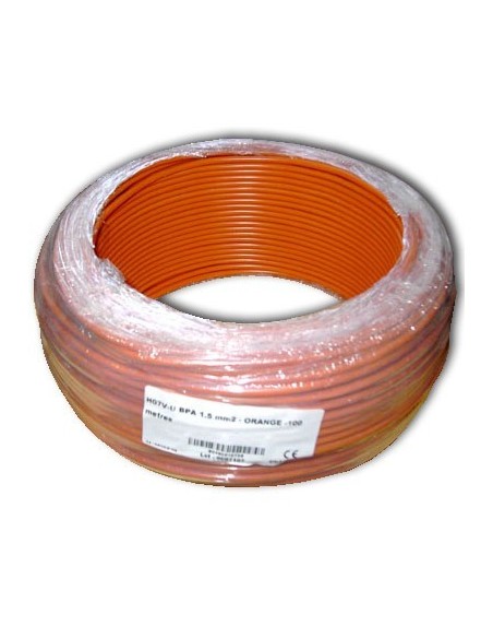 Fil blindé 1,5 mm² Orange pour installation électrique biocompatible