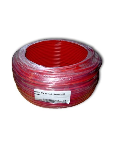 Fil blindé 2,5 mm² Rouge pour installation électrique biocompatible