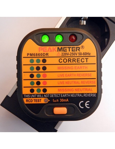 Testeur de terre sur prises 230V et de différentiels 30 mA PM6860DR