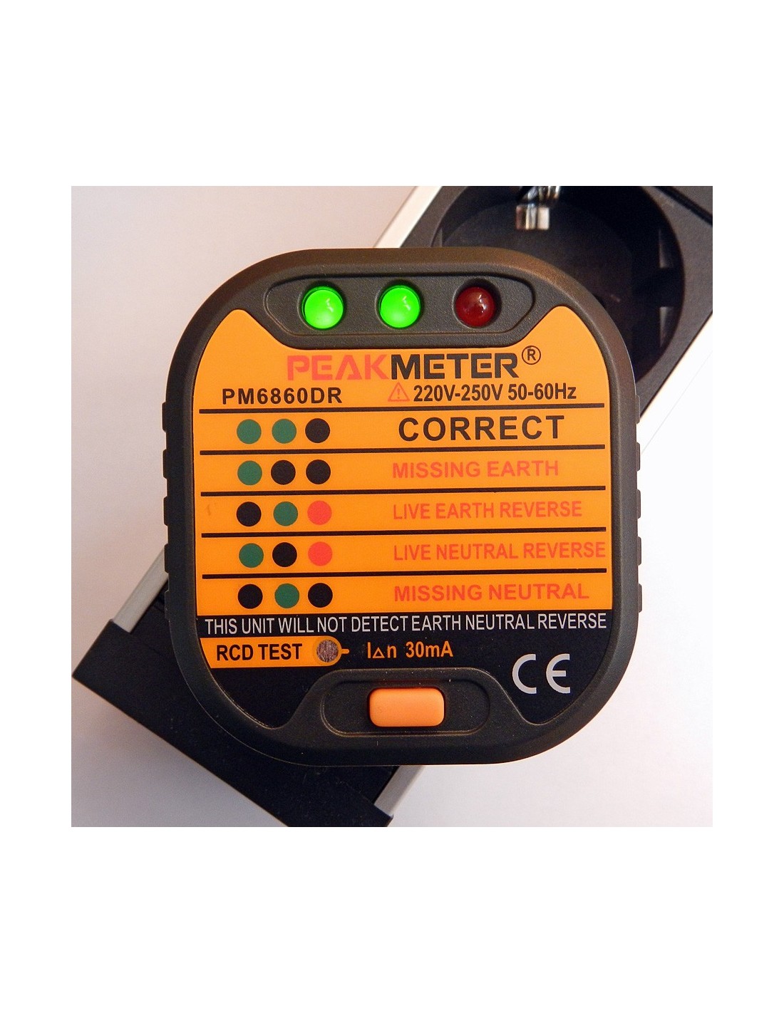 Peakmeter PM6860D Automatique Électrique Prise Testeur EU Prise Connecteur 
