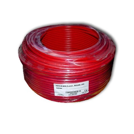 Fil blindé 6 mm² Rouge pour installation électrique biocompatible