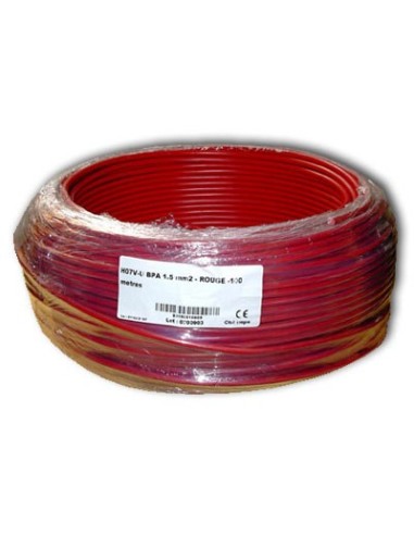 Fil blindé 1,5 mm² Rouge pour installation électrique biocompatible