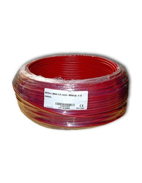 Fil blindé 1,5 mm² Rouge pour installation électrique biocompatible