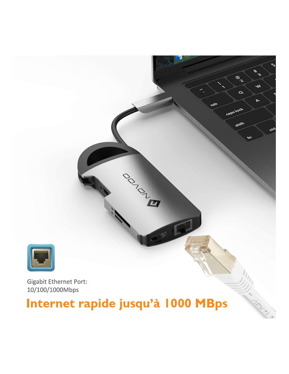 Multiprise USB-A à 7 ports pour PC/portable/adaptateur, avec