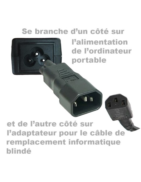 Adaptateur 3 pôles (C5) pour cordon blindé d'ordinateurs portables