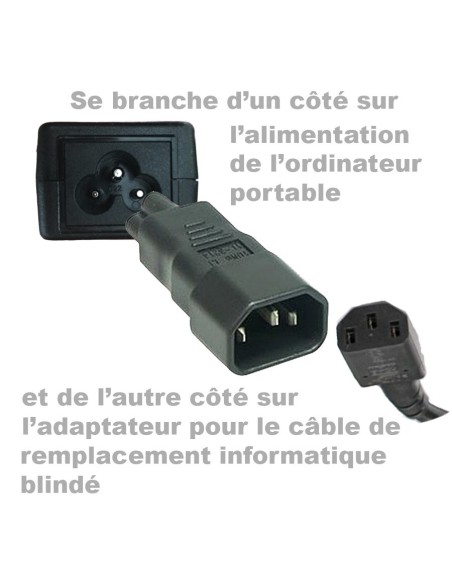 Adaptateur 3 pôles pour ordinateurs portables Adaptateur 3 pôles pour ordinateurs portables